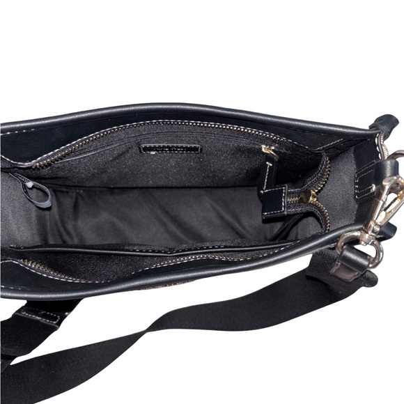 Nine West Monogram Crossbody Shoulder Bag Beige & Black Logo Purse - Picture 4 of 7